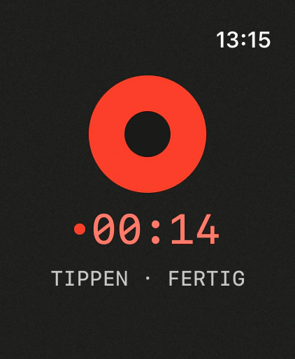 Hallig auf der Apple Watch: Aufnahme läuft, roter Punkt