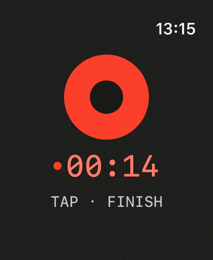 Hallig on the Apple Watch: recording, red dot